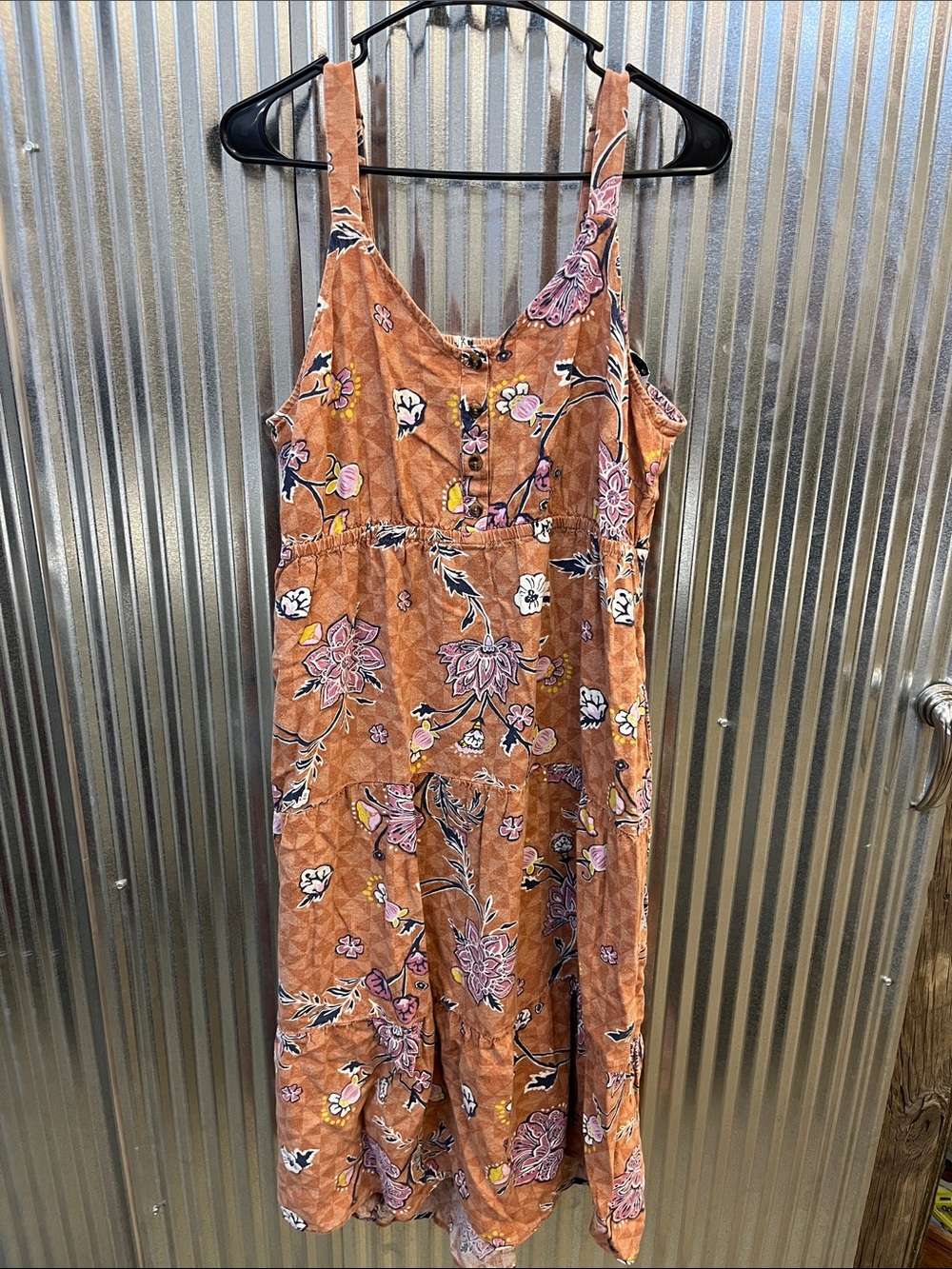 Sonoma Rust Floral Button-Front Midi Dress